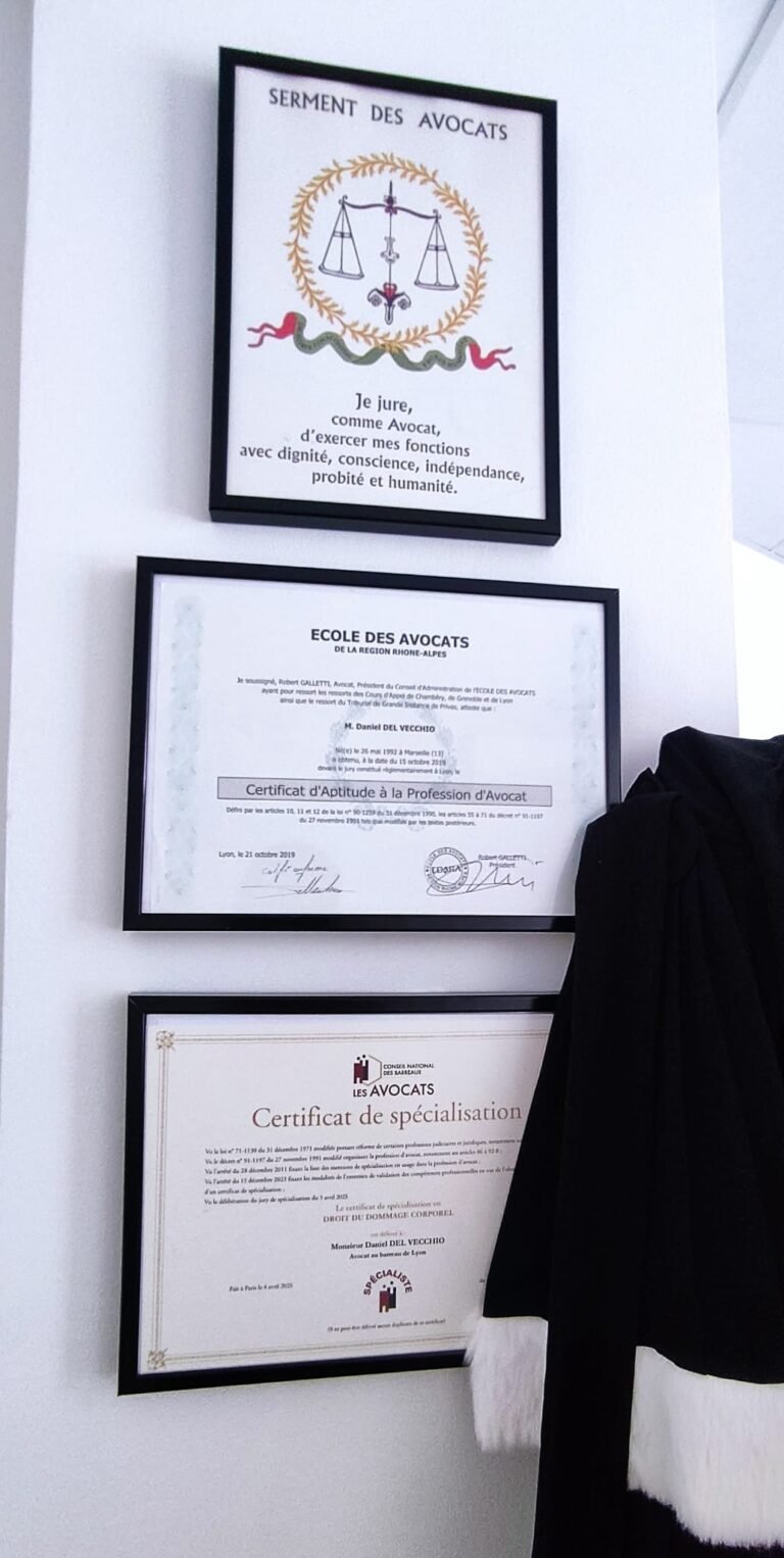 Diplomes et Serment Daniel Del Vecchio Avocat à Lyon 7